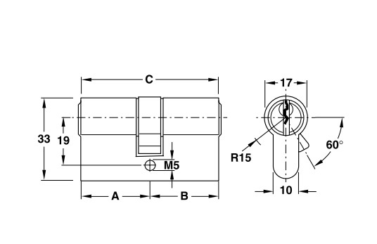 Ruột khóa 2 đầu Hafele 916.96.601, 65mm Đồng thau0