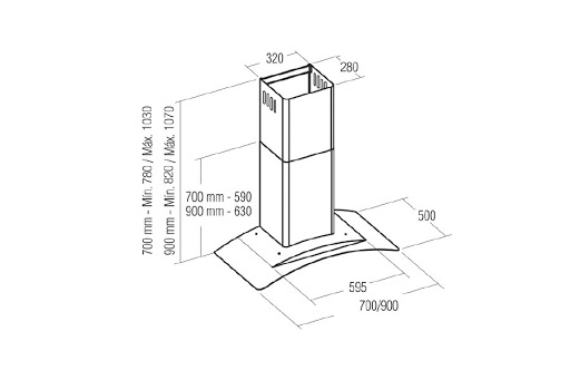 Máy hút mùi Cata KYROS TC3V 700 GLASS/A0