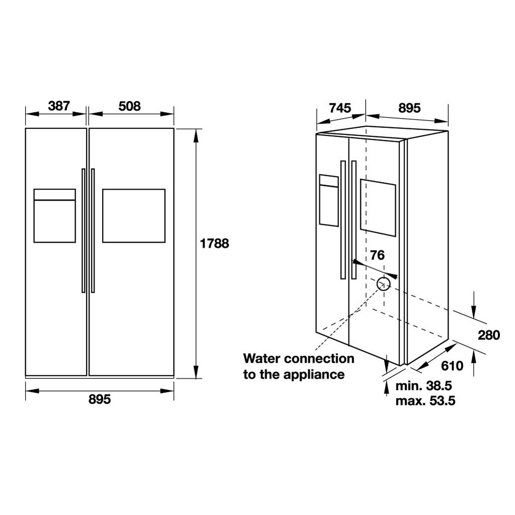 Tủ lạnh SIDE-BY-SIDE Hafele HF-SBSIB 534.14.2501